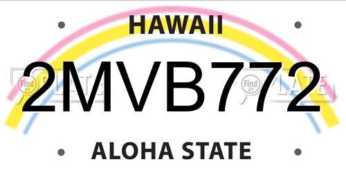 2MVB772 Hawaii License Plate