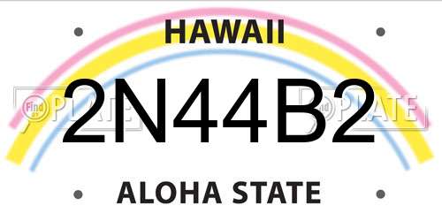 2N44B2 Hawaii License Plate