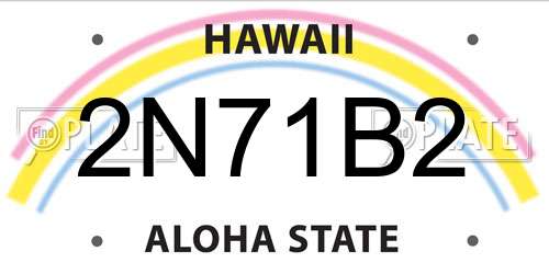 2N71B2 Hawaii License Plate