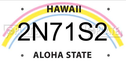 2N71S2 Hawaii License Plate
