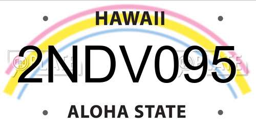 2NDV095 Hawaii License Plate