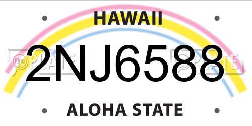 2NJ6588 Hawaii License Plate