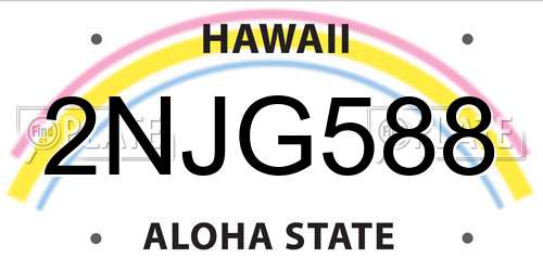 2NJG588 Hawaii License Plate