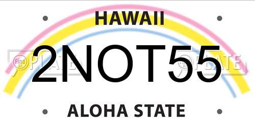 2NOT55 Hawaii License Plate