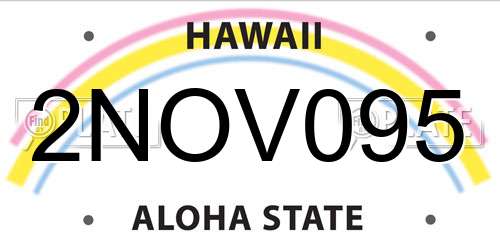 2NOV095 Hawaii License Plate