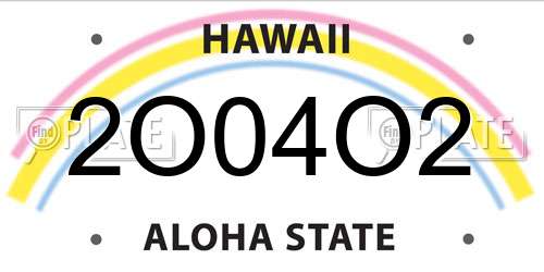 2O04O2 Hawaii License Plate