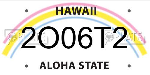 2O06T2 Hawaii License Plate
