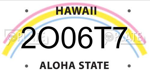 2O06T7 Hawaii License Plate