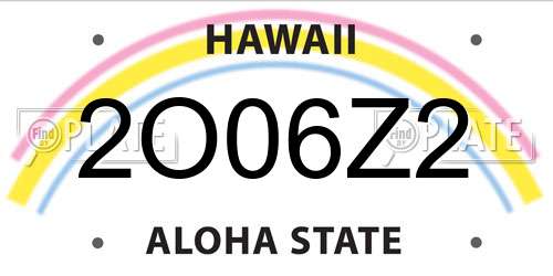 2O06Z2 Hawaii License Plate