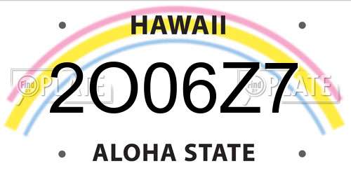 2O06Z7 Hawaii License Plate