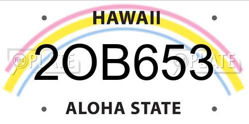 2OB653 Hawaii License Plate