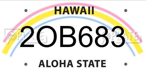 2OB683 Hawaii License Plate