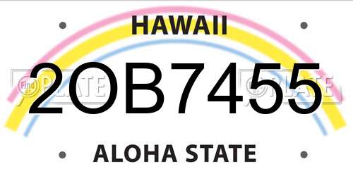 2OB7455 Hawaii License Plate