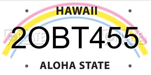 2OBT455 Hawaii License Plate