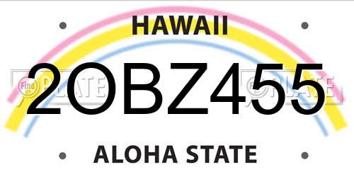 2OBZ455 Hawaii License Plate