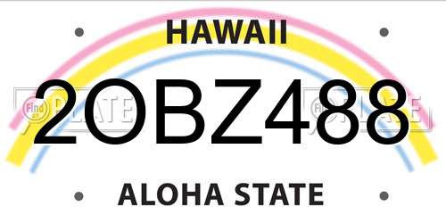 2OBZ488 Hawaii License Plate