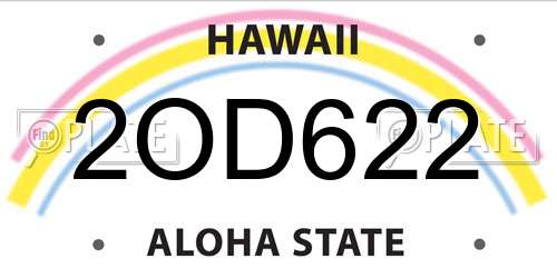 2OD622 Hawaii License Plate