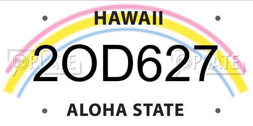 2OD627 Hawaii License Plate