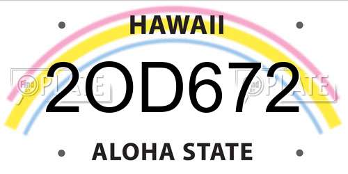 2OD672 Hawaii License Plate
