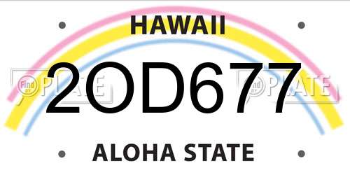 2OD677 Hawaii License Plate