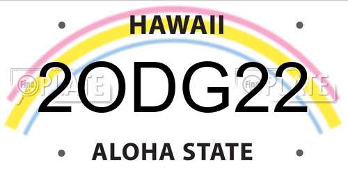 2ODG22 Hawaii License Plate