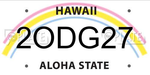 2ODG27 Hawaii License Plate