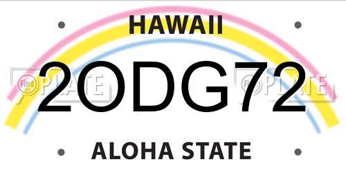 2ODG72 Hawaii License Plate