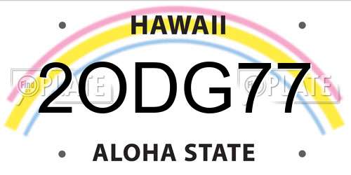 2ODG77 Hawaii License Plate
