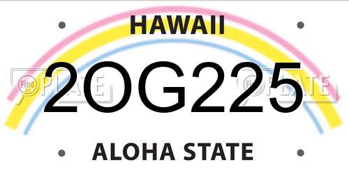 2OG225 Hawaii License Plate