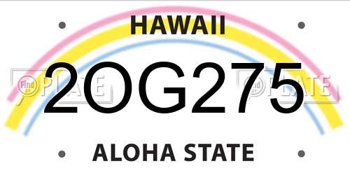 2OG275 Hawaii License Plate