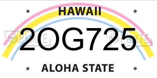 2OG725 Hawaii License Plate