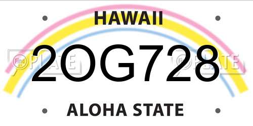 2OG728 Hawaii License Plate