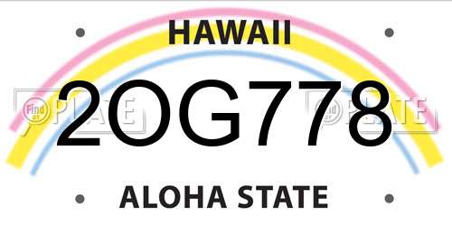 2OG778 Hawaii License Plate