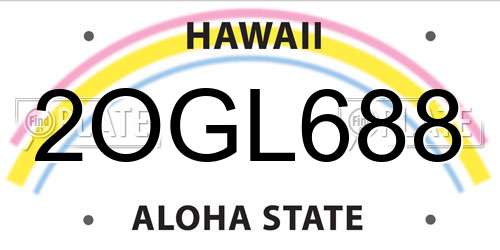 2OGL688 Hawaii License Plate