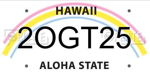 2OGT25 Hawaii License Plate