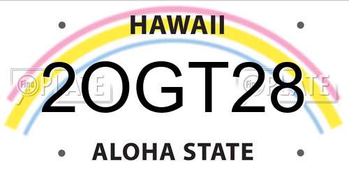 2OGT28 Hawaii License Plate