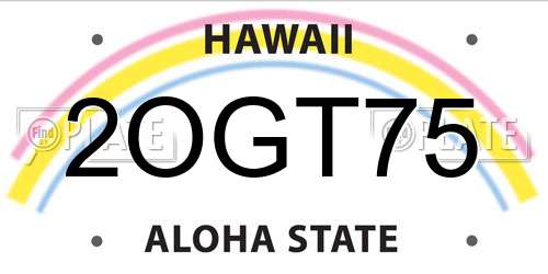 2OGT75 Hawaii License Plate