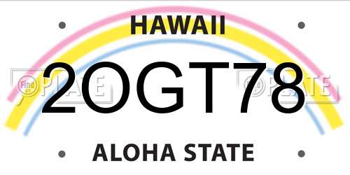 2OGT78 Hawaii License Plate