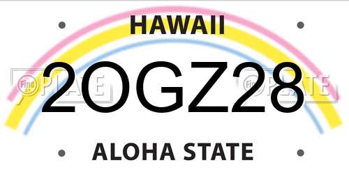 2OGZ28 Hawaii License Plate