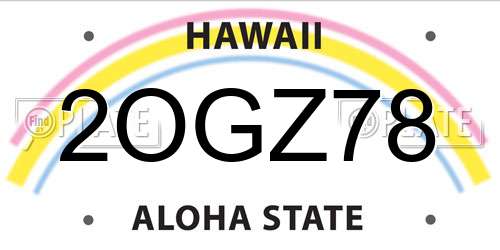 2OGZ78 Hawaii License Plate