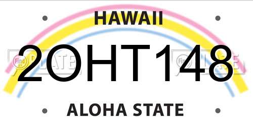 2OHT148 Hawaii License Plate