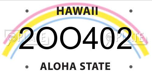 2OO402 Hawaii License Plate