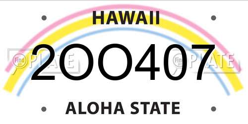 2OO407 Hawaii License Plate