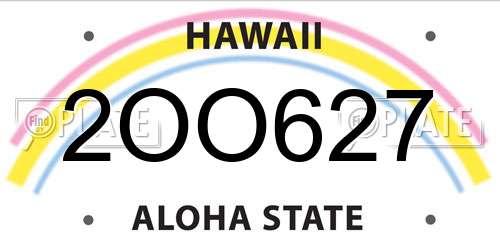 2OO627 Hawaii License Plate