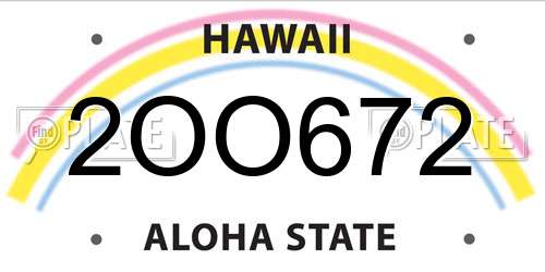 2OO672 Hawaii License Plate