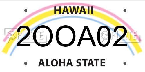 2OOA02 Hawaii License Plate
