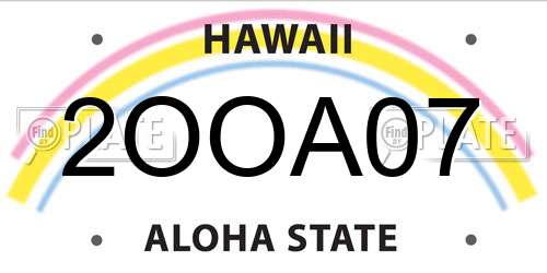 2OOA07 Hawaii License Plate