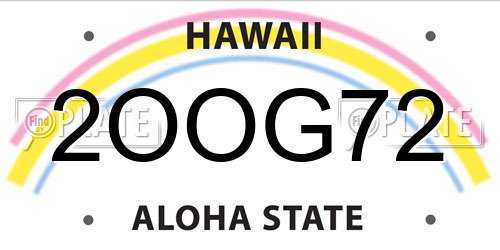 2OOG72 Hawaii License Plate