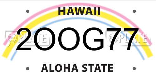 2OOG77 Hawaii License Plate
