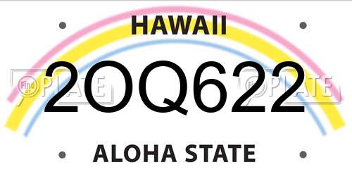 2OQ622 Hawaii License Plate